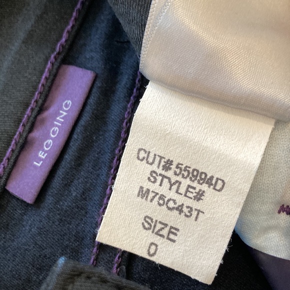 NYDJ Black faux leather tuxedo stripe trousers, Original Slimming style, size 0 - Picture 14 of 15